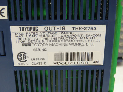 Toyoda THR-2766 Toyopuc PLC 8-slot Chassis Rack CPU Processor I/O Module