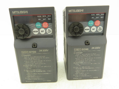 Mitsubishi Electric FR-D720-0.1K Variable Speed Frequency Drive 240V Lot Of 2