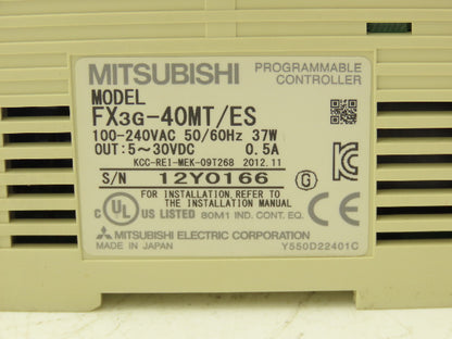 Mitsubishi Electric FX3G-40MT/ES Programmable Controller W Logic Controller