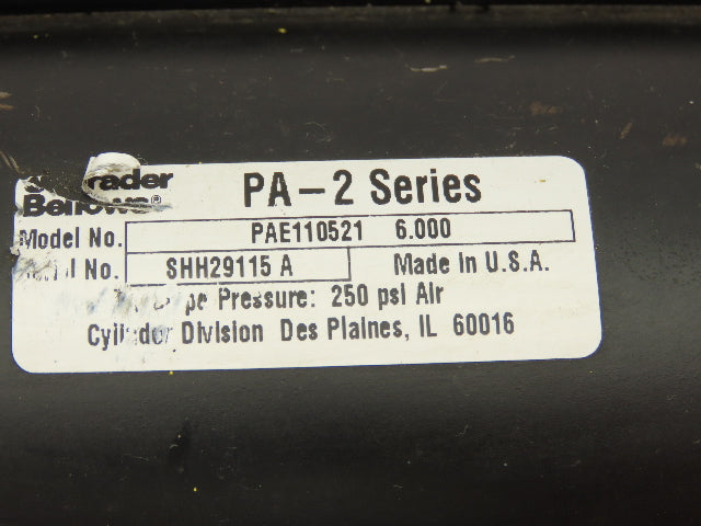 Schrader Bellows PAE110521 Pneumatic Air Cylinder 4"Bore 6"Stroke 250psi Foot Mt