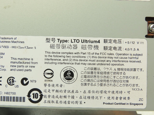 Sun StorageTek IBM Ultrium LTO 4 Tape Drive Fibre Channel 4GB Module 419888001