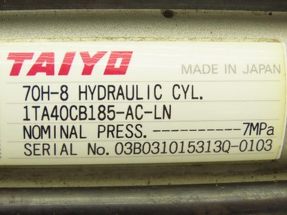 Taiyo 70H-8 1TA40CB185-AC-LN Hydraulic Cylinder 40mm Bore 185mm Stroke Trunnion