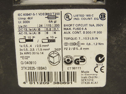 Siemens 3TK2825-1BB40 Sirius Safety Relay Control Unit Module Din Rail Mount