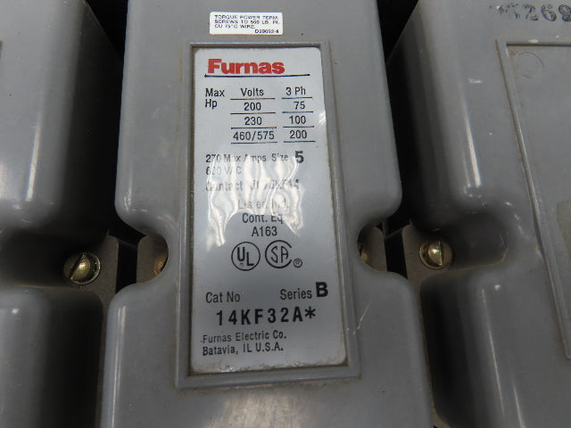 Furnas 14KF32A Contactor Motor Starter Assembly 120V Coil 200Hp 3PH 600V