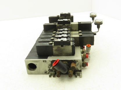 SMC NVV5FS2-01T-111-02T Manifold Block 11-Station 10 Solenoid Valves