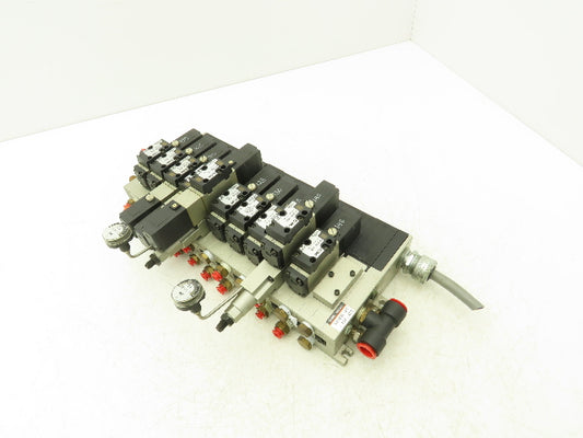 SMC NVV5FS2-01T-111-02T Manifold Block 11-Station 10 Solenoid Valves