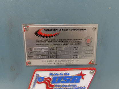 Philadelphia Gear 6HL-2 Gearbox Reducer 6.2:1 Ratio 40Hp 282rpm Inline Parallel