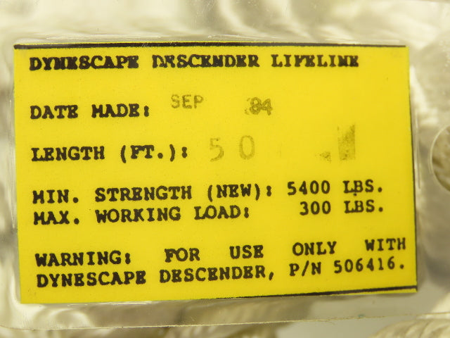 MSA Rose Dynescape 506416 Descender with 50' Rope Lifeline & Escape Belt 300Lb