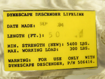 MSA Rose Dynescape 506416 Descender with 50' Rope Lifeline & Escape Belt 300Lb