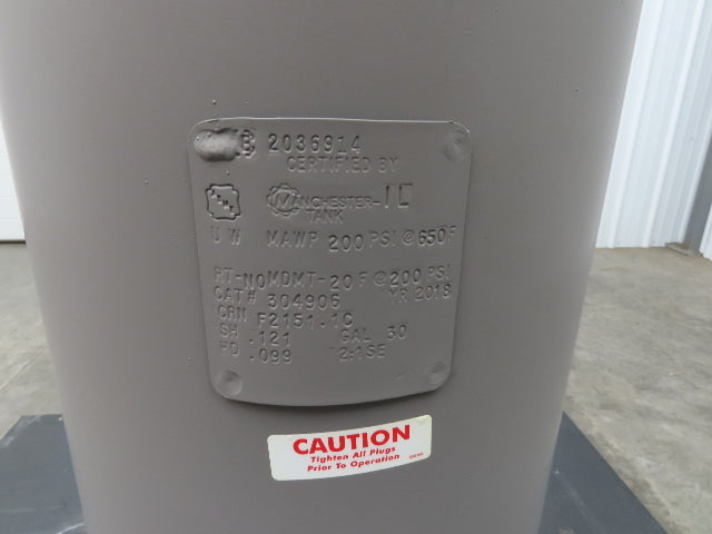 Manchester Vertical Pneumatic Air Receiver Tank 30 Gallon 200 PSI 16x43"