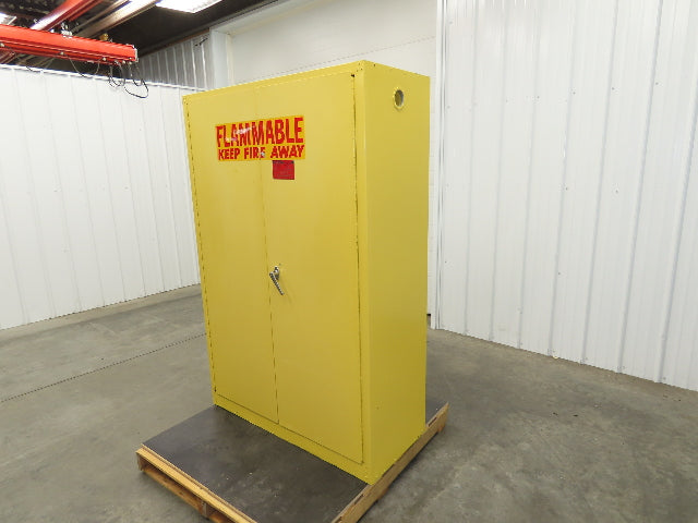 Eagle 4510 Flammable Liquid Safety Cabinet Yellow Dual Door 45 Gal Self Closing
