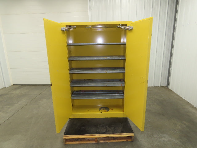 Eagle 4510 Flammable Liquid Safety Cabinet Yellow Dual Door 45 Gal Self Closing