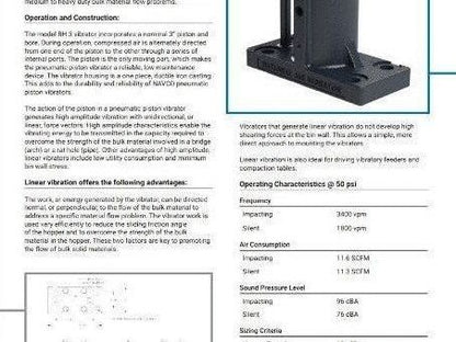NAVCO National Air Vibrator BH3 3" Pneumatic Piston Vibrator Bin Hopper Flow