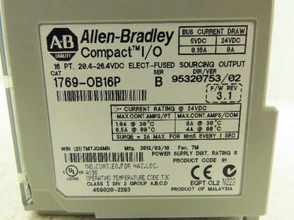 Allen Bradley 1769-OB16P Compact I/O 24VDC F/W 3.1 Output Module Ser B Lot of 4