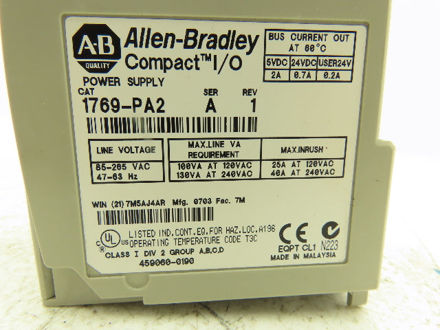 Allen Bradley 1769-PA2 Compact I/O Power Supply