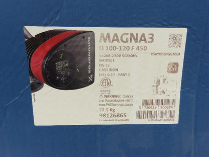 Grundfos MAGNA3 D 100-120 F 450 4" Twin Circulator Pump 165GPM 230V 1PH 98126865