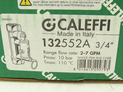 Caleffi 132552A QuickSetter Balancing Valve w/Flow Meter 2-7GPM 3/4"FNPT 150PSI
