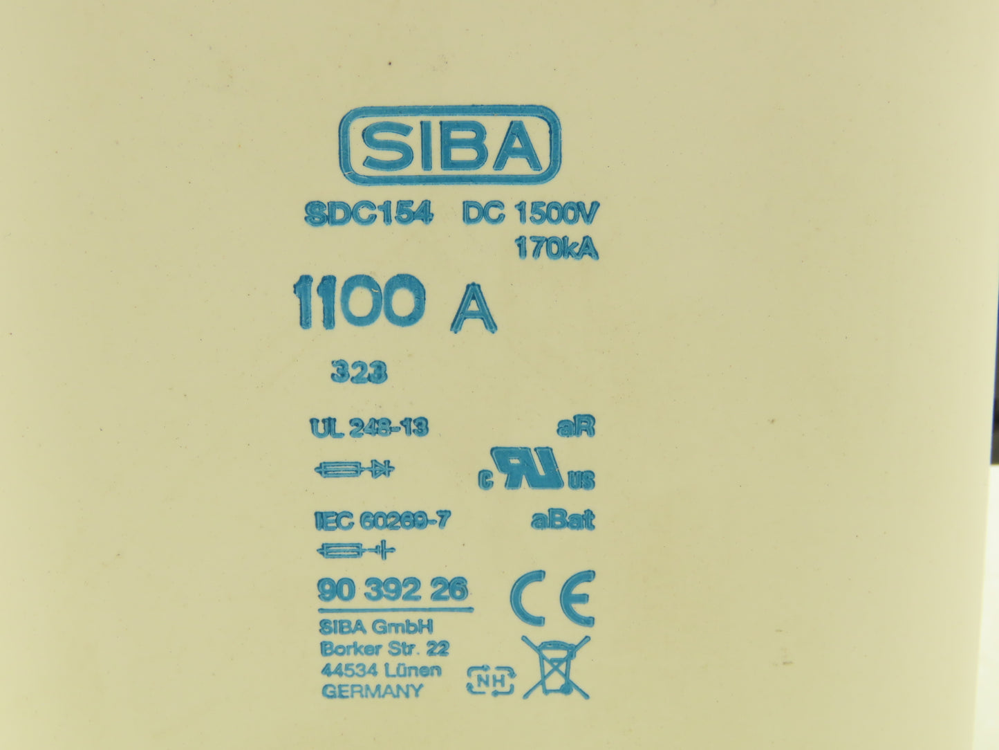 SIBA SQB-DC154 Ultra-Rapid Fuse 1100A Amp aBat/Ar DC 1500V 9039226.1100