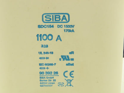 SIBA SQB-DC154 Ultra-Rapid Fuse 1100A Amp aBat/Ar DC 1500V 9039226.1100