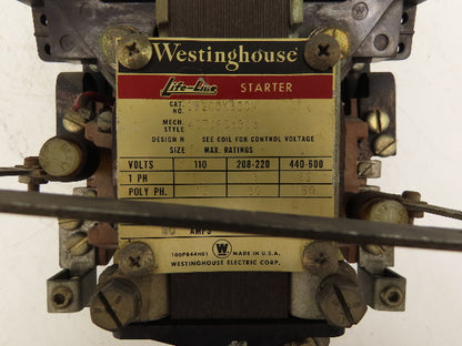 Westinghouse 11200K3CCN Life Line Size 3 Motor Starter 600VAC 3PH 50Hp 110V Coil