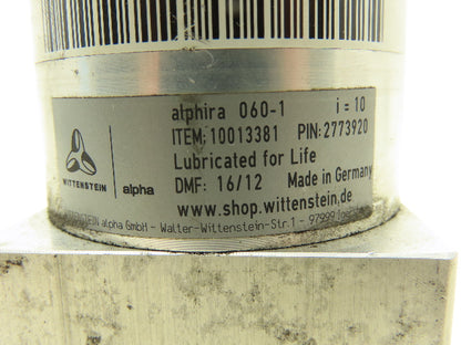 Wittenstein|Alpha Alphira 060-1 Planetary Gearbox 10:1 Reducer 175rpm Inline