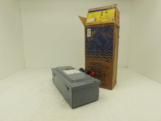 Square D CH361 Safety Disconnect Switch 30A 600V 20HP Fused 3 Pole