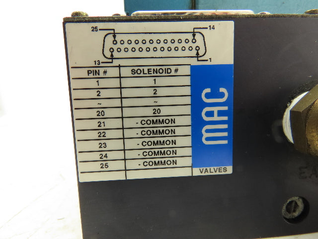 MAC 92 Series MAConnect 8-Station Pneumatic Solenoid Valve Manifold Assembly 24V