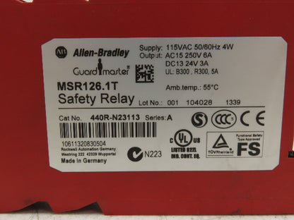 Allen Bradley 440R-N23113 Guardmaster Safety Relay 24VDC MSR126.1T Ser A