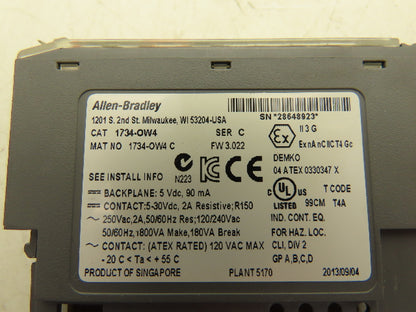 Allen Bradley 1734-OW4 PLC I/O Digital Output Module 24V Ser C FW 3.022 Lot Of 5