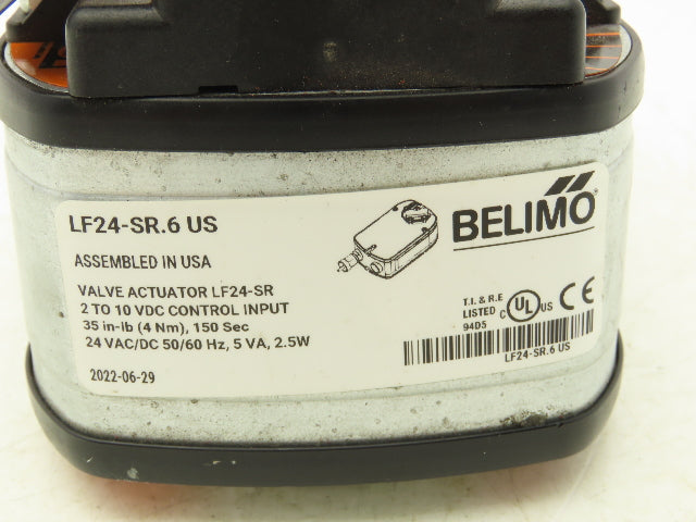 Belimo B225+LF24-SR Electric Actuator 1"Ball Control Valve 600PSI 2-Pos 24VAC/DC
