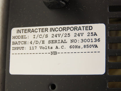 Interacter I/C/S 24V/25 Battery Charger 24V 25A ICS2425 Black Plug I/C Series