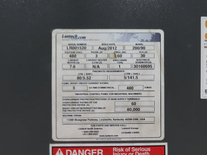 Lantech 200/90 Lanringer Shrink Wrapper Horizontal Automatic Conveyor 90" ID