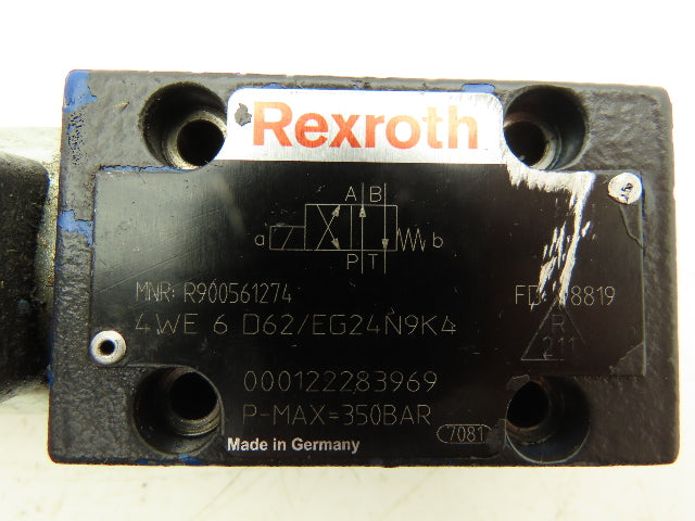 Rexroth 4WE6D62/EG24N9K4 Hydraulic Directional Solenoid Valve 24VDC 4/2 Lot of 2