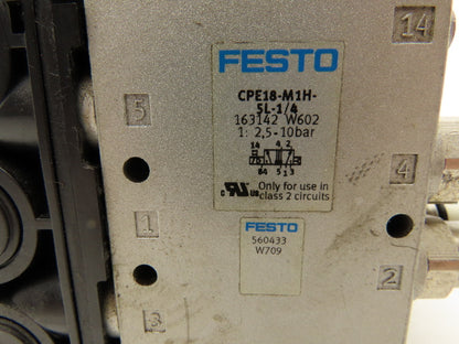 Festo CPE18-M1H-5L-1/4 Pneumatic Air 4-Valve Manifold Assembly 24VDC 145PSI
