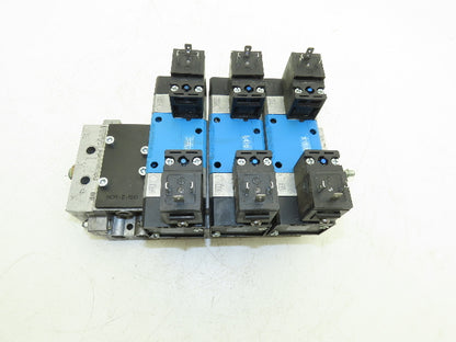 Festo MN1H-5/3E-D-2-S-C Pneumatic 3-Valve Manifold Assembly 24VDC 230PSI 1/2"NPT