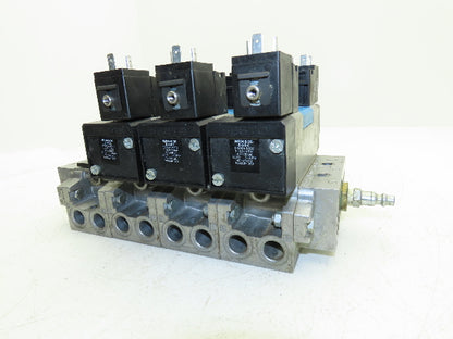 Festo MN1H-5/3E-D-2-S-C Pneumatic 3-Valve Manifold Assembly 24VDC 230PSI 1/2"NPT