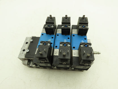 Festo MN1H-5/3E-D-2-S-C Pneumatic 3-Valve Manifold Assembly 24VDC 230PSI 1/2"NPT
