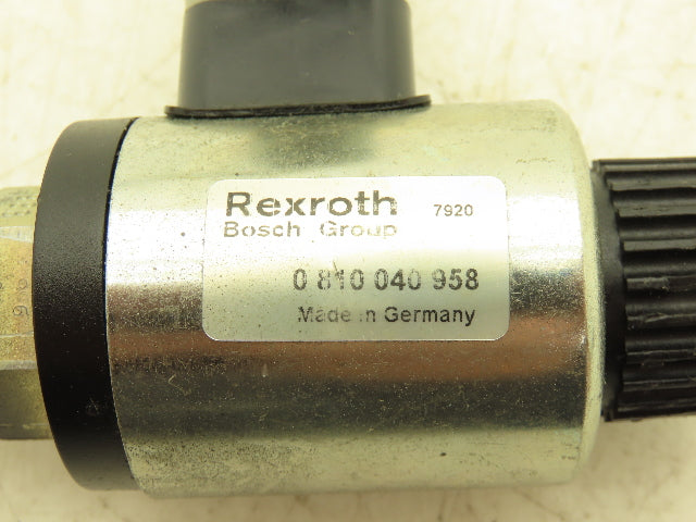 Bosch Rexroth 0 810 040 958 Directional Cartridge Poppet Valve 24VDC Solenoid