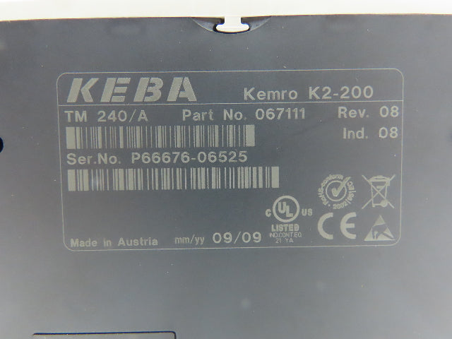 Keba TM 240/A Kemro K2-200 6 Temperature Inputs for J/K/L Thermoelements Rev. 08