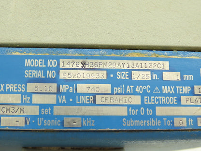 Fischer Porter 10D1476XH36PM29AY13A1122C1 Flow Tube Meter 1mm Ceramic 740psi