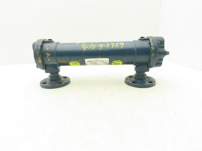 ITT Brass Oil Cooler Shell & Tube Heat Exchanger 1"NPT & Flanged 2-Pass 300psi