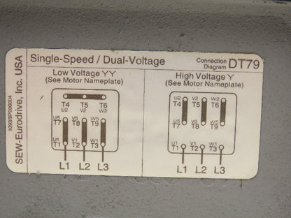 Sew Eurodrive W30DT71K4 Gearmotor 73.9 Ratio 23rpm .25Hp 230/460V 3/4" LH Output