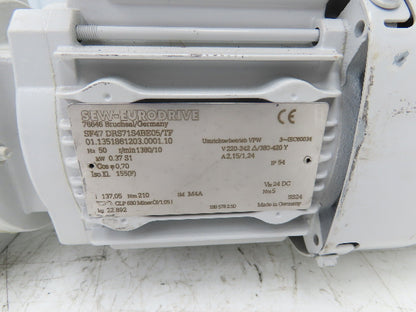 Sew Eurodrive SF47DRS71S4BE05/TF Brake Gearmotor 137:1/10rpm .37kw 220/380V 50Hz