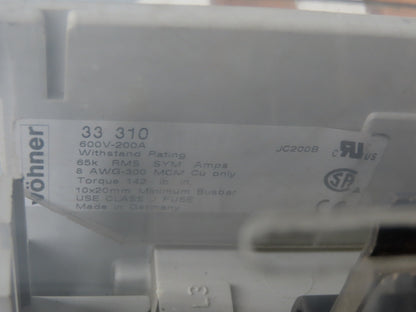 Wohner Copper Busbar 42" 3 Pole Supports w/Connection Set/Cover & Fuse Holder