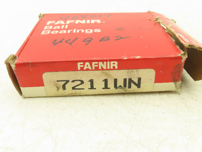 Fafnir 7211WN Ball Bearing Angular Contact 55mm-ID x 100mm-OD x 21mm-W