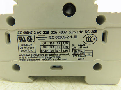 Wohner AES 2x38 Fuse Holder 32A 690V 2P Lot of 8