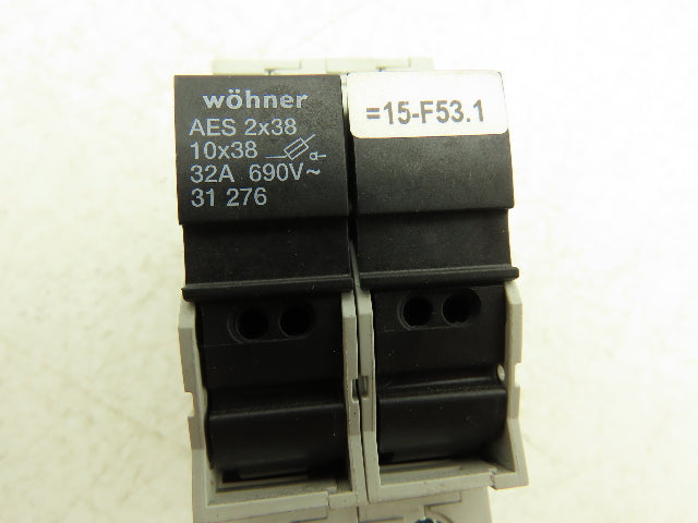Wohner AES 2x38 Fuse Holder 32A 690V 2P Lot of 8