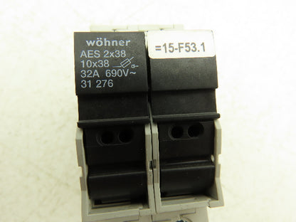 Wohner AES 2x38 Fuse Holder 32A 690V 2P Lot of 8