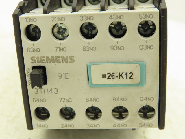 Siemens 3TH4391-0B Contactor Relay 9NO + 1NC 24V Coil 10A 600V 91E 3TH43