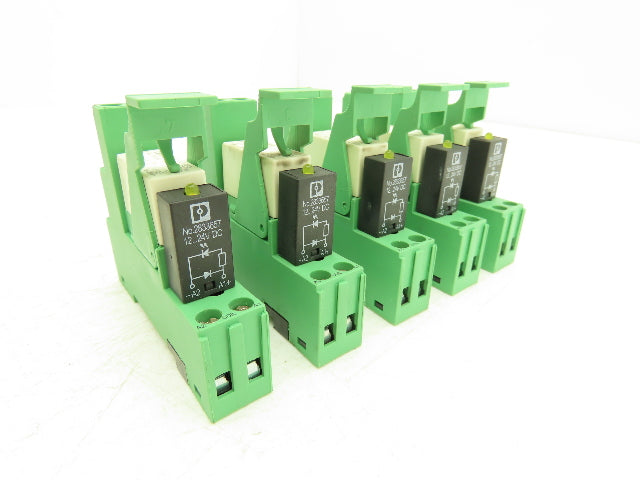 Phoenix Relay w/Base 12-24VDC Din Rail Mount Lot of 5